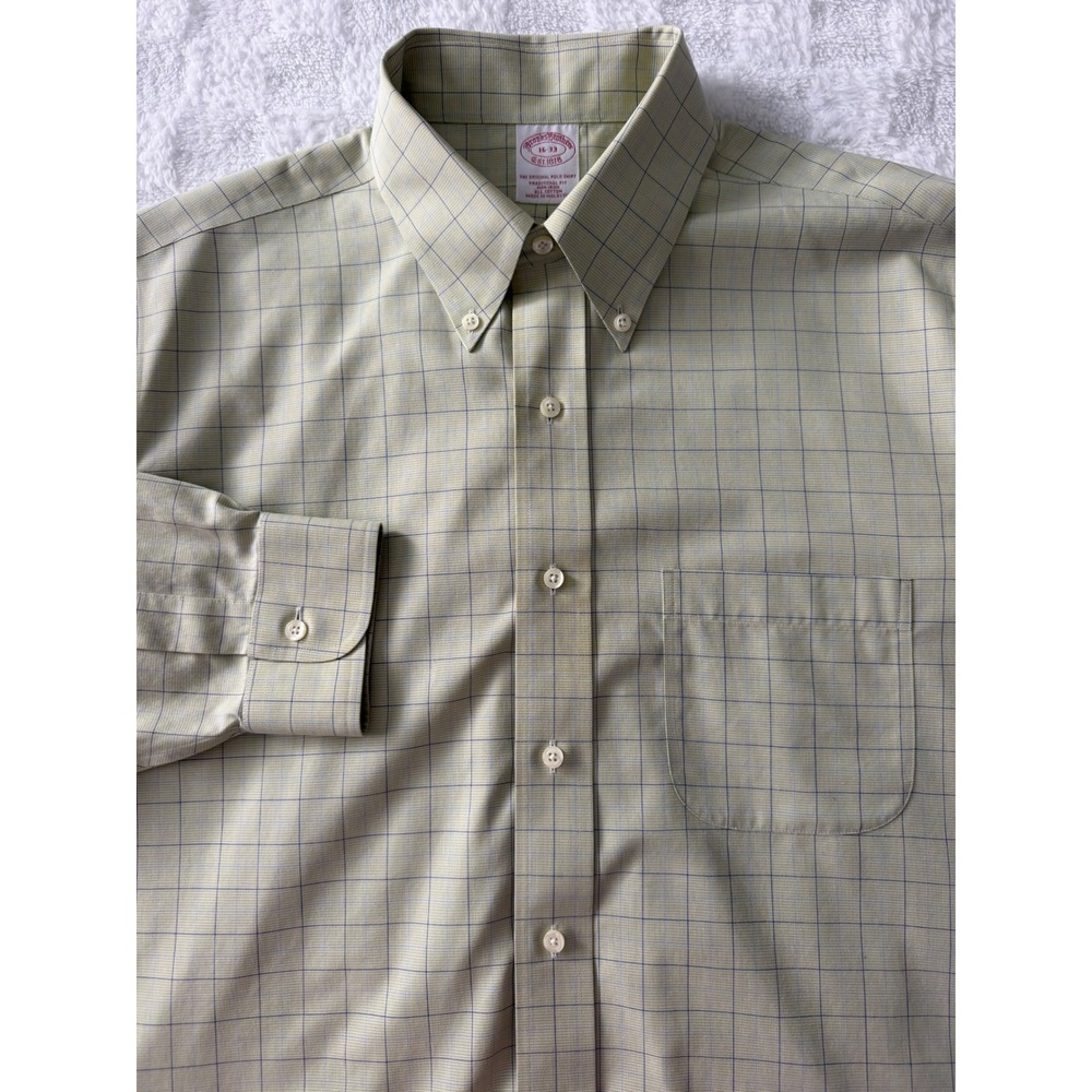 Brooks Brothers Mens Traditional Fit Cotton Green/Navy Check Dress Shirt 16-33